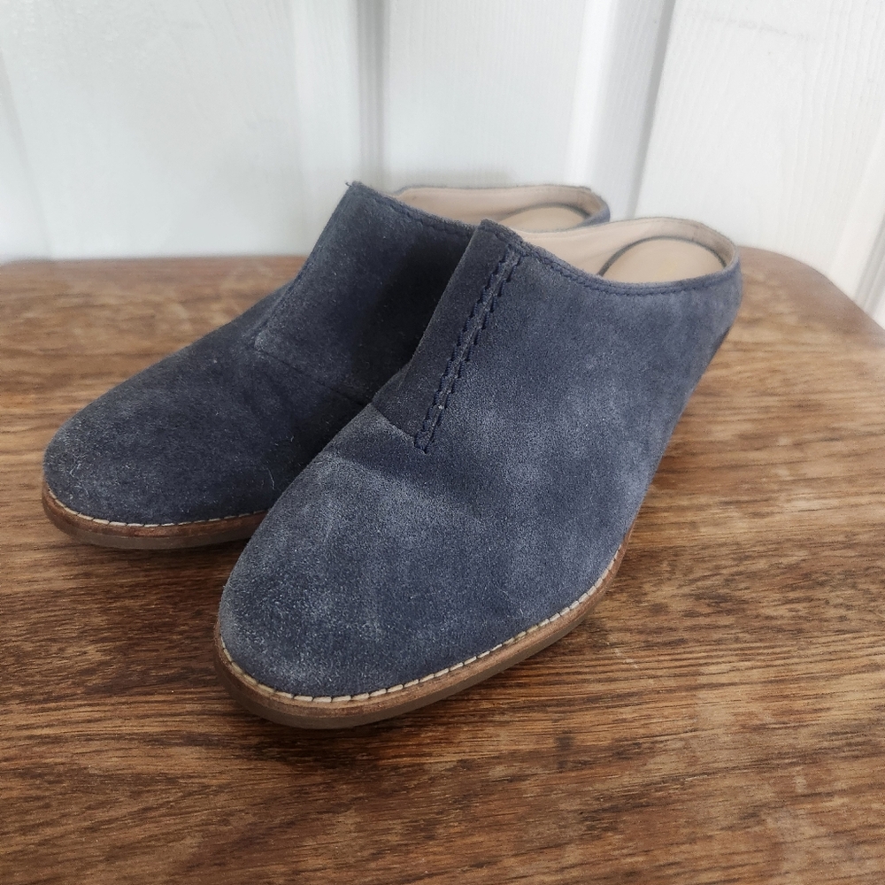 Cole Haan Navy Suede Slip-On Mules